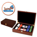Poker chips set with Mahogany wood case - 200 Full Color chips